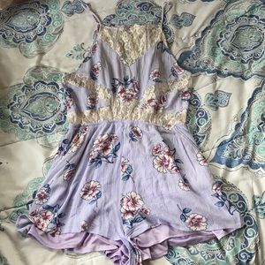 Floral lace romper